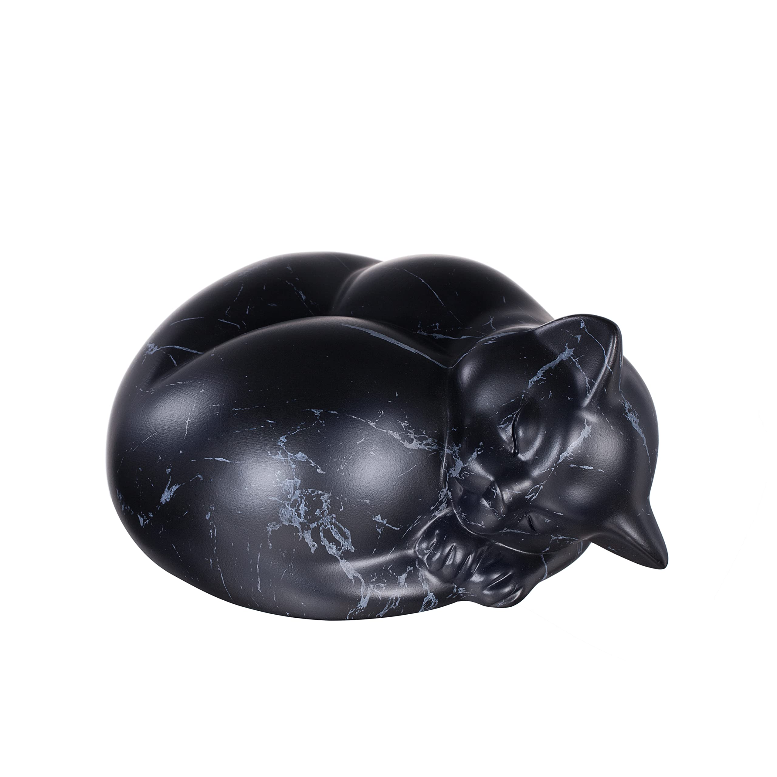 Kriss Art Pet Urns,Sleeping Resin Cremation Cat Urn, Cat Urns For Ashes, Small Animal Urn (Black)